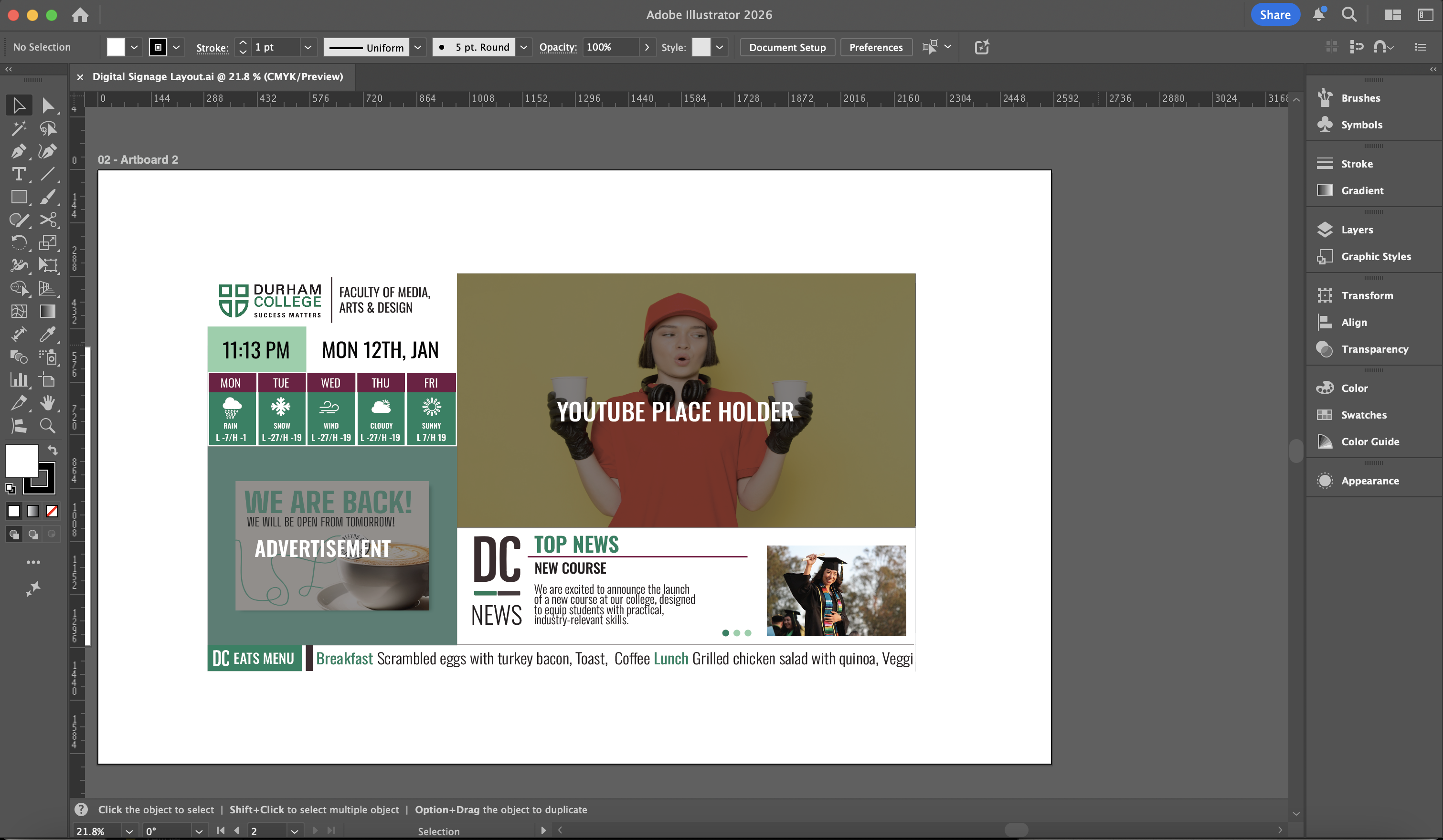 Digital signage campaign hero screen